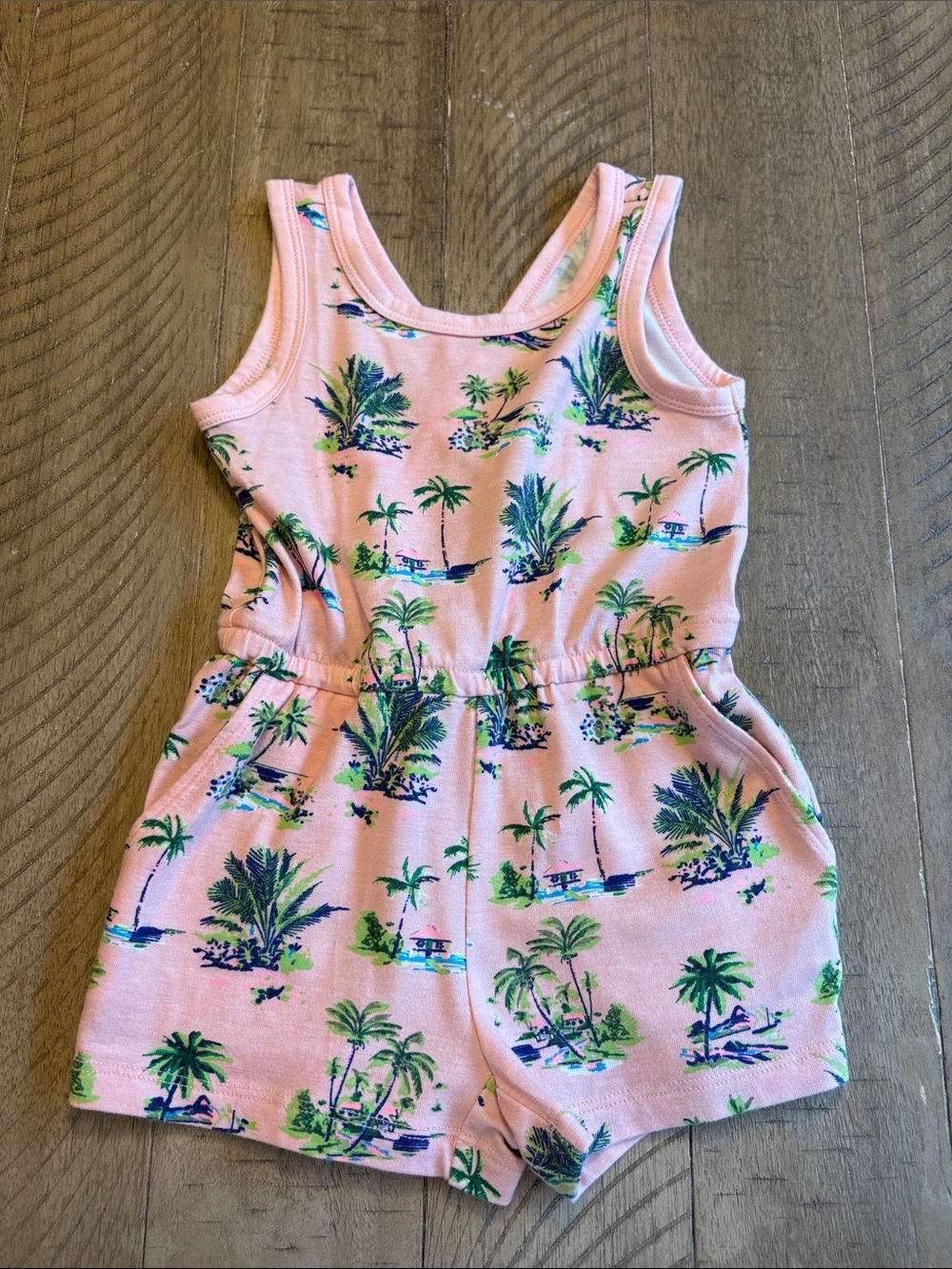 wonder nation Pink Tropical Palm Romper
